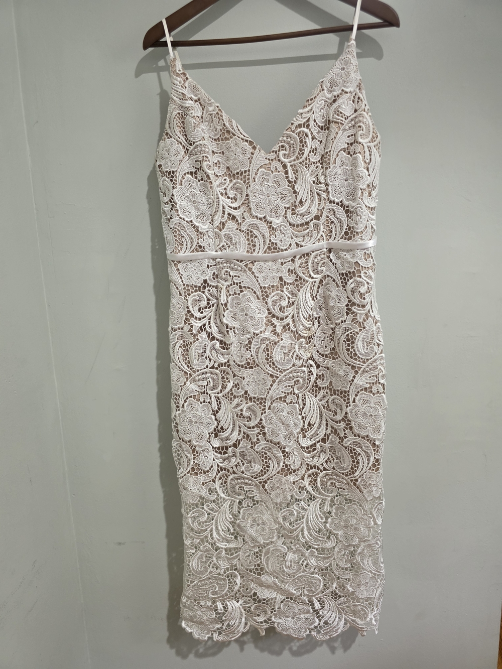 Studio Lace Midi Slip Dress in Ivory Lace